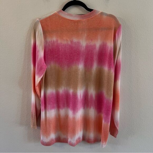 Mud pie Cardigan Tie Dye Size S/M Pink Orange Button Front light weight - Picture 4 of 4